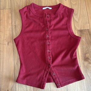 Peppermayo tank Red Button-Up Top